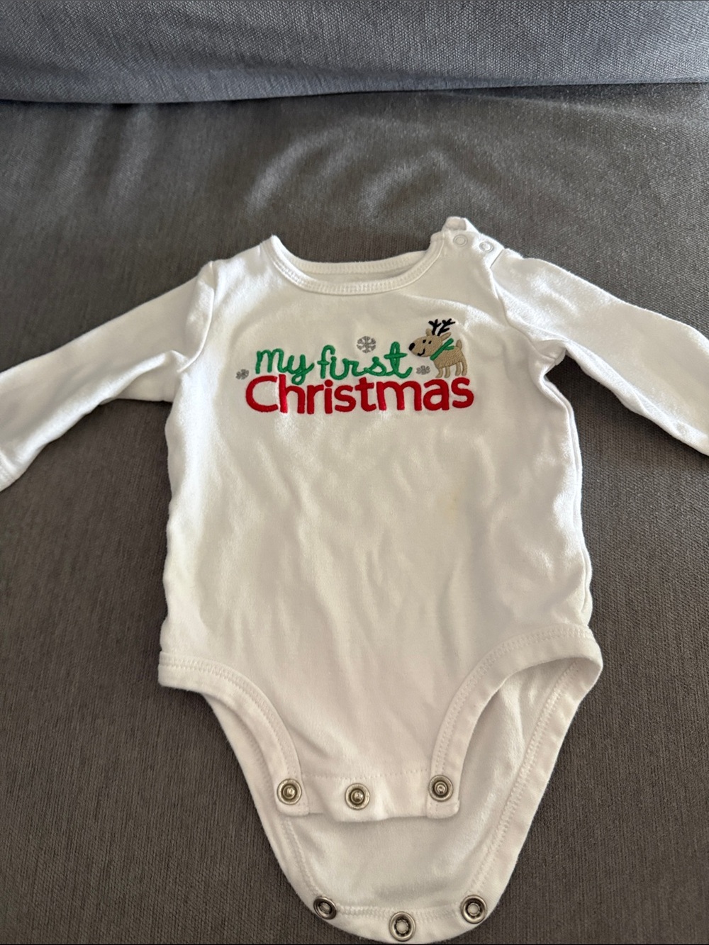 Carter's White 'My First Christmas' Embroidered Baby Bodysuit